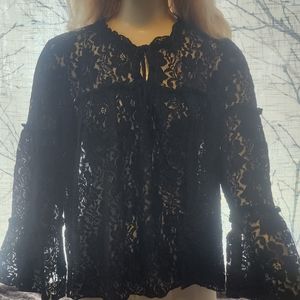 Black Lace long sleeve overshirt
